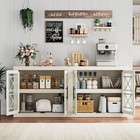 Accent Cabinet Storage Buffet Sideboard Coffee 4 Glass Doors Bar Cabinet White