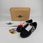 Off-white Vulcanized Tag Black Leather Low Top Sneakers New   Authentic
