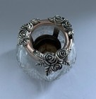 Heavy Glass Tea Light Tealight Votive Holder With Silver Colored Roses