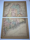 1888 2-piece Maine State Map Fm 1894 Rand-mcnally Atlas See Pics   Descrip