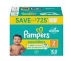 Pampers Swaddlers Diapers Size 2  12-18 Pounds  180 Count - New