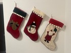 Rare Vintage And Collector Woof And Poof Christmas Stockings Set Of 3 Handmade