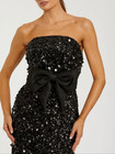 New Mac Duggal 27761 Black Strapless Sequin Evening Gown With Bow Size 6