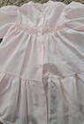 Vtg Long Sleeve Dress Baby Girls 6-12 M Pink Lace Frilly Baby Doll Style Smocked