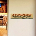 Evinrude Vintage Metal Wall Sign Outboard Motor Boat Silhouette Fishing Plaque