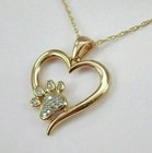 0 20ct Round Real Moissanite Heart Paw Pendant 14k Yellow Gold Plated 18 chain