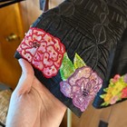 Vintage Anage Silk Jacket Floral Embroidered Beaded Button Up India Black S