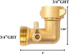 90 Degree Garden Hose Adapter With Shut Off Valves  3 4  Solid Brass Garden Hose