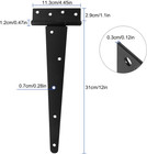 6 Pack 12 Inch T-strap Shed Hinge Heavy Duty Black T Hinge Door Barn Gates Hinge