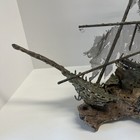 Welded Metal Nautical Shipwreck Ship Sculpture Burlwood Wood 17    Tall Model Tiki