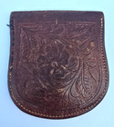 Antique Western Brown Leather Pocket Watch Case  chas  Wood The Harness Man 