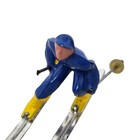 Vintage Barclay Lead Metal Figure Man On Skis Blue Suit Winter