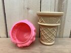 Blow Mold Plastic Ice Cream Cone Display Safe T Cup 9 1 2    Inch Strawberry Scoop