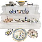 C020 13 Pc Quimper-open Salts  Small Plates  Etc 