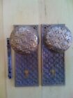 Antique Yale And Towne Bronze Doorknobs With Back Plates  Madras Pattern 1893