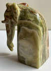 Hand Carved Natural Stone Marble Green Onyx  Elephant Statue 3  Lb 6  Tall