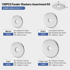 100pcs Fender Washers Assortment Kit  Thickened 304 Stainless Steel Fender Washe