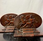 Vintage Pair Of Art Deco Cast Iron Pegasus Book Ends
