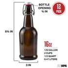 16oz Amber Swing Top Glass Bottles - 12 Pack Flip Top With Airtight Lid  Brewing