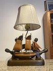 Lamp - Model Sailing Ship   Ships Wheel Vintage Lighting Wood Handmade Nautical