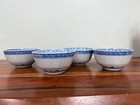  4  Vtg Jingdezhen China Rice Grain Blue White 5 Claw Dragon Porcelain Bowls
