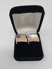 Vintage Signed Dante Cufflinks Enamel American Flag Patriotic 