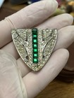 Vintage Dress Clip Art Deco Emerald And Rhinestone 