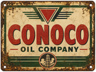Vintage Look Conoco Oil Gas Sign - 10x14 Pvc With Holes For Hanging