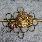 Vintage Hair Slide Barrette Horse Head Copper Brass Cowgirl Western Equestrian