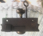 Antique Rim Door Knob Set With Both Brass Knobs And Key           1