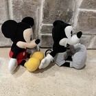 Disney Store Mickey Mouse Bean Bag Plush Size Grayscale 10  H Set Of Two Euc
