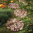 Natural Pebble Stepping Stones 9 Inch Round 6pcs For Garden Walkways
