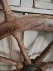 36  Vintage Nautical Brass Ship Steering Wheel Weathered Wooden Ship Wheel