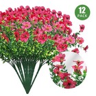 12 Bundles Artificial Flowers For Outdoor fake Silk Daisy W leaves faux Decor