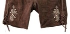 Men   s 50 Us 38 Brown Suede Leather Lederhosen Bavarian Embroidered Shorts Pants