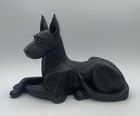 Vintage Figurine Of A Black Great Dane Dog Signed By Artist T C Schoch  1985