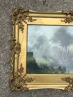 19th Century Oil Painting On Ornate Gold Frame 30x19 Antique Gilded Gilt Gothic