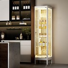 5-tier Glass Display Cabinet W  13 Color Led Lights 63  Curio Steel Cabinet Rack