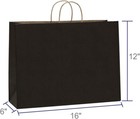 Paper Shopping Bags 100 Black Kraft 16  X 6 X 12  Retail Merchandise Handles