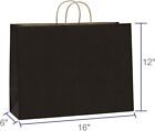 Paper Shopping Bags 250 Black Kraft 16  X 6 X 12  Retail Merchandise Handles
