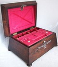 12  Antique Victorian Locking Wood Sewing Box With Mother Of Pearl Inlay   Key