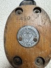 Vintage Madesco Wood Metal Block   Tackle Double Pulley Barn Farm Easton Pa
