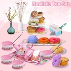 Princess Tea Party Set For Kids W  Desserts   Carrying Case Pretend Play 3-6 Y