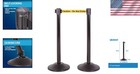 Steel Stanchion Set With Retractable 7 5-ft Caution Belt   Easy Assembly
