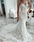 Mermaid Wedding Dresses Sweetheart With Train Sleeveless Ivory Lace Bridal Gowns