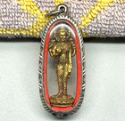 Vintage 2  Encased Brass Shri Lakshmi Hindu Goddess Thai Amulet Talisman Pendant