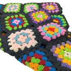 Colorful Granny Squares Pillow Cover  Hand Knitted Or Crocheted Vintage Multicol