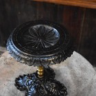 Antique Cast Iron Trivet Victorian Brass Acanthus Leaf Plant Bust Pot Stand