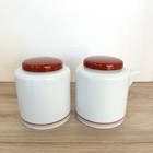 Dansk Tapestries Damask Red Creamer   Sugar Bowl W  Lid Set White Red Maroon