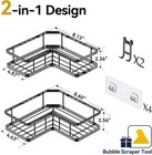 Corner Shower Caddy 2 Pack  No Drill Adhesive Shower Storage Shelves  Rustproof